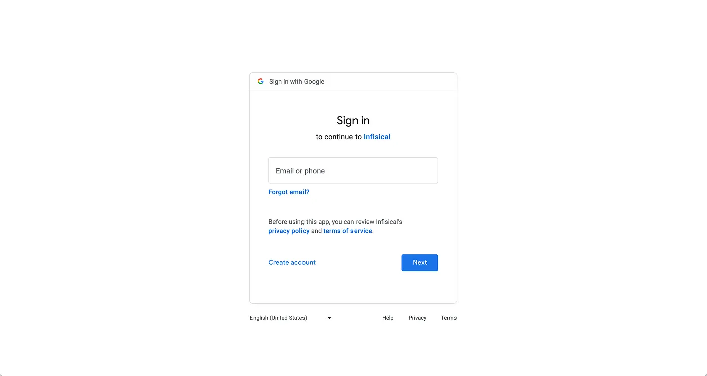 GCP Sign In Page