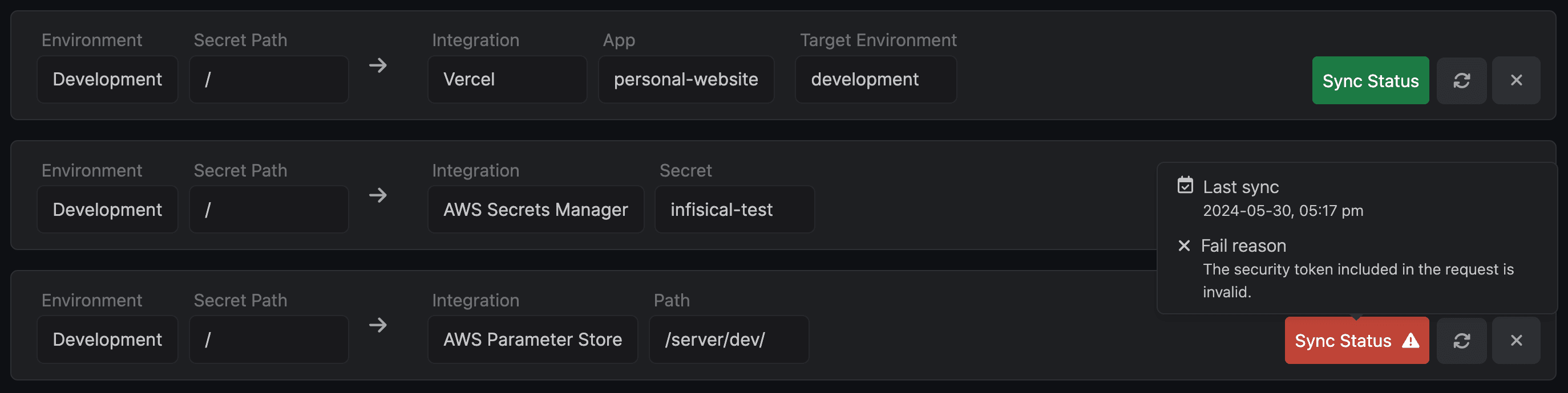 Infisical Integration Sync