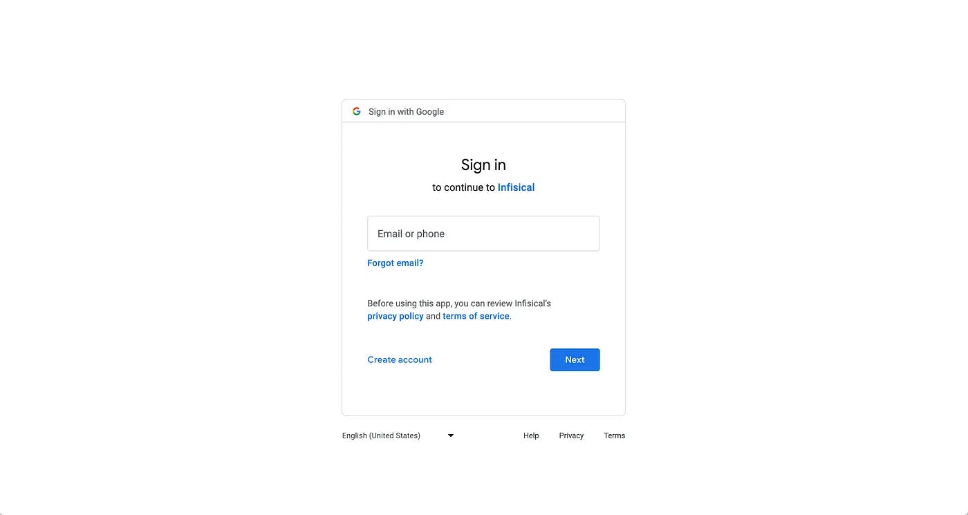 GCP Sign In Page