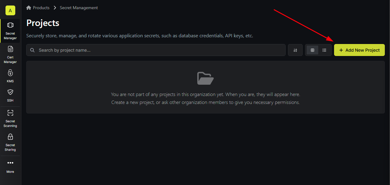 Create your first Infsical project