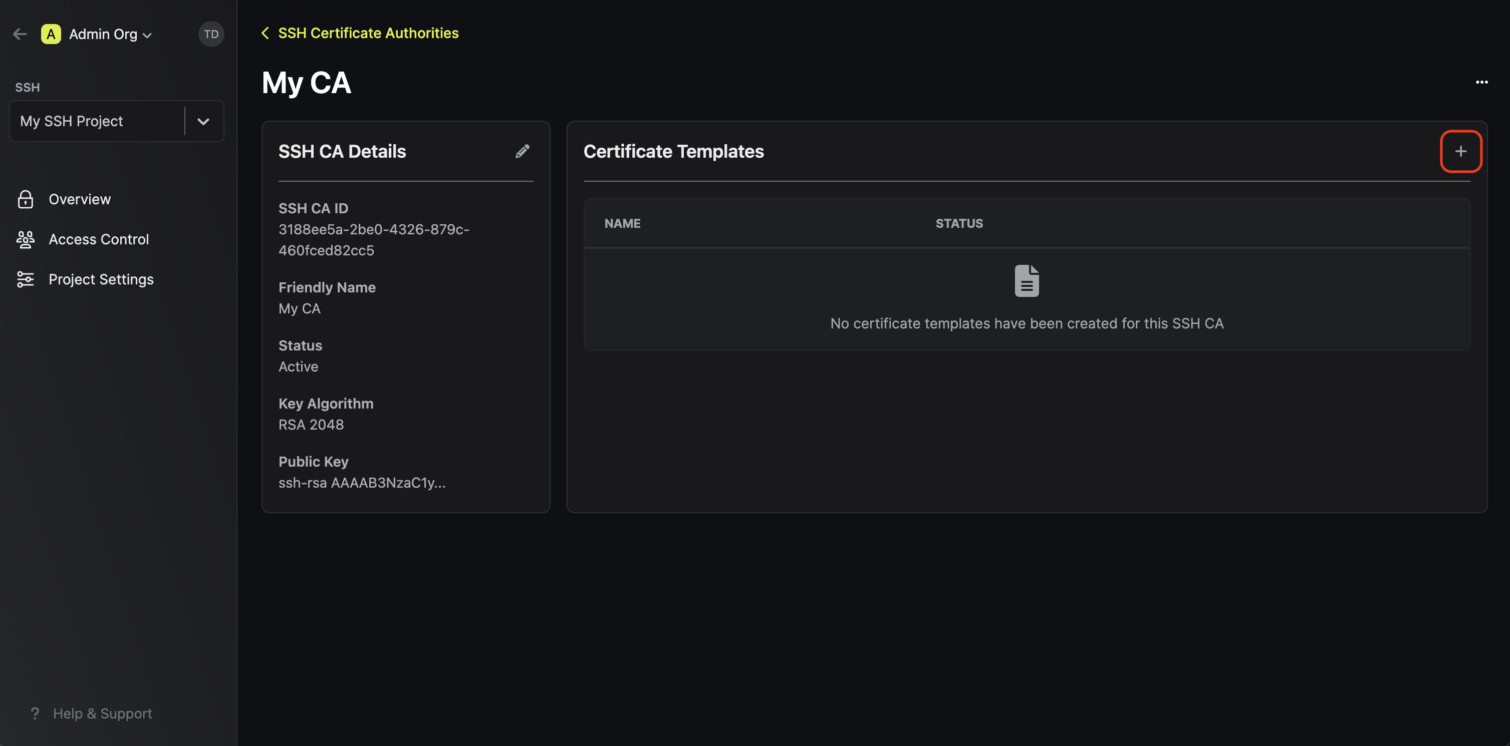 Creating a certificate template in Infisical